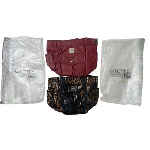 Pair of MICHE Demi Shells Retired Janet And Lisa Red Leopard Print